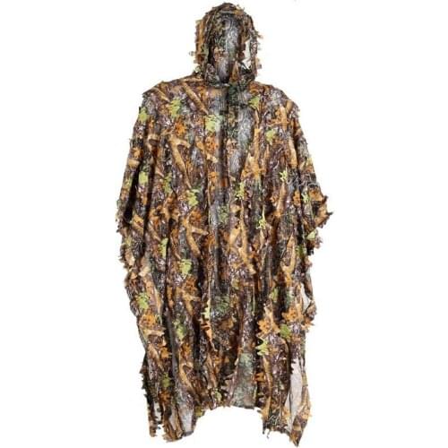 Ghillie Suit Outdoor 3D Hunting Clothes Jungle Cloak Poncho Bionic Leaves Dress Hooded Camouflage Suits For Sniper Photograph