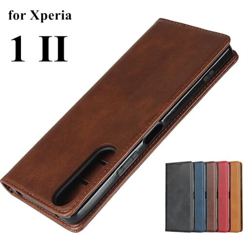 Leather case For Sony Xperia 1 II 6.5" Flip case card holder Holster Magnetic attraction Cover Case Wallet Case