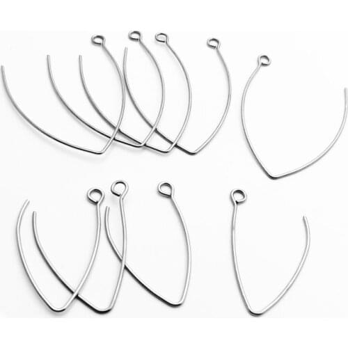 10pcs 0.8mm*30/40mm Stainless Steel Earring Hook DIY Jewelry Accessories
