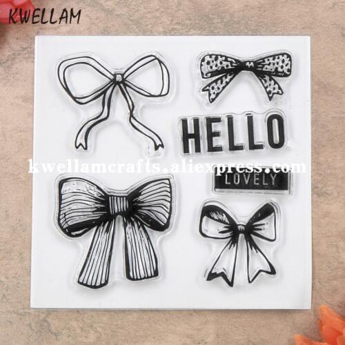 Ribbon HELLO LOVELY Scrapbook DIY photo cards rubber stamp clear stamp transparent stamp 10x10cm KW8111612