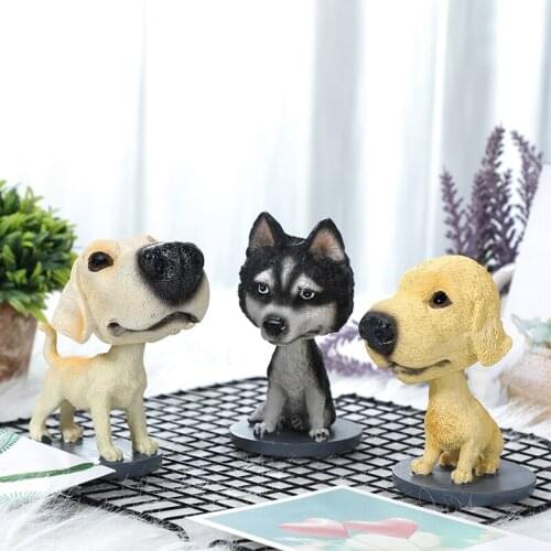 Nordic creative ins dog shaking head small ornaments cute cartoon animal dolls home bedroom room car decorations