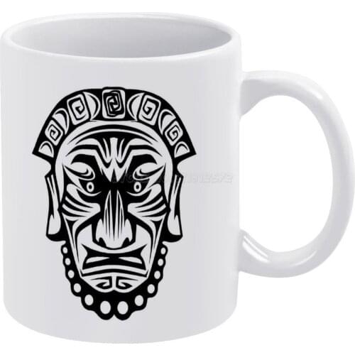 Mask , Mayan Mask , Mayan White Mug Vintage Mug New Unisex Size Mug Hero Superhero Comic Comics Men Dog Cat