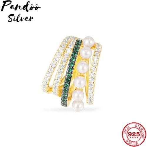 Fashion Charm Original 1:1 Copy Single gold Pearl Earring, White & Green Five Hoop Luxury Earrings For Female Jewelry Gift