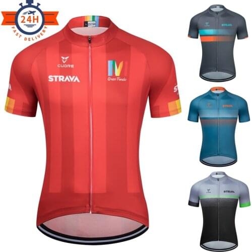 Summer Cycling Mens Jerseys 2021 New Strava Short Sleeves Ciclismo MTB Mountain Bike Quick Dry Professional Bicycle Shirt Tops
