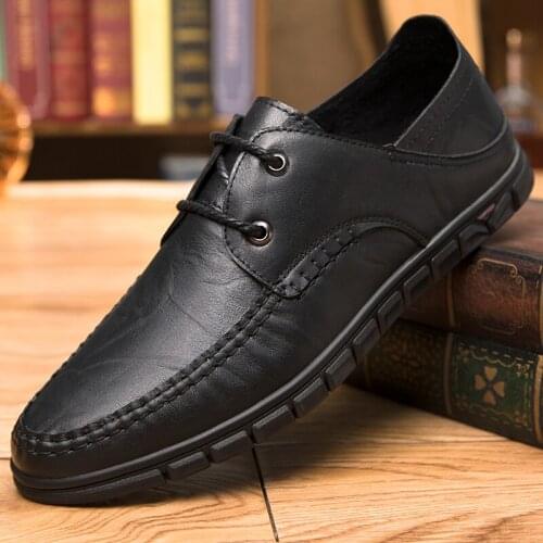 Mens Casual Flats Shoes Sneakers Casual Shoes Breathable Driving Loafers Business Boat Shoes Genuine Leather Driving Shoes
