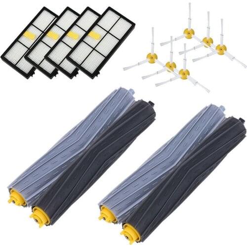 For iRobot Roomba Parts Kit 800 & 900 Series 6 Side Brushes + 4 HEPA Filters + 2 Set Soft Rubber Extractor Rollers Accessories