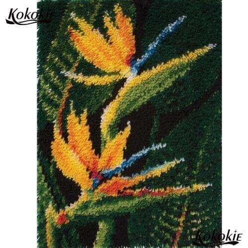 Latch hook kits rug vloerklee diy tapijt cross stitch kits embroidery needlework sets dragonfly pattern mat cushion Crocheting