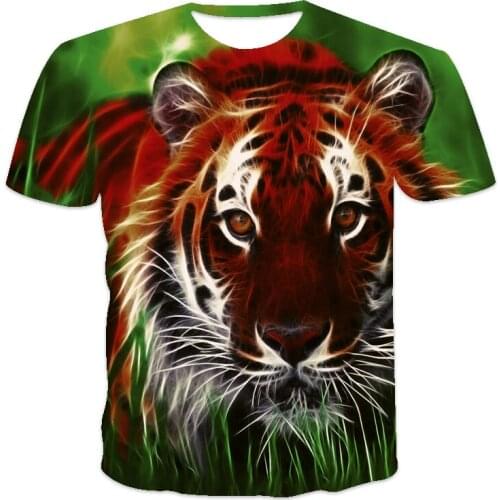 2021Summer new mens T-shirt loose clothes short-sleeved fashion animal print O-neck mens T-shirt