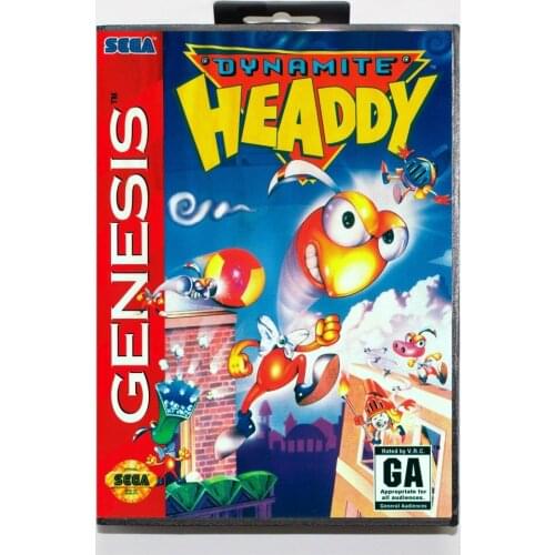 New 16 bit MD game card - dynamite headdy with Retail box For Sega genesis system