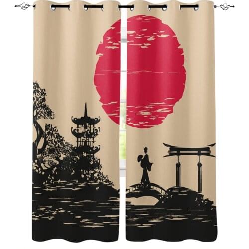 Japanese Style Silhouette Windows Curtains For Living Room Bedroom Decorative Kitchen Curtains Drapes Treatments