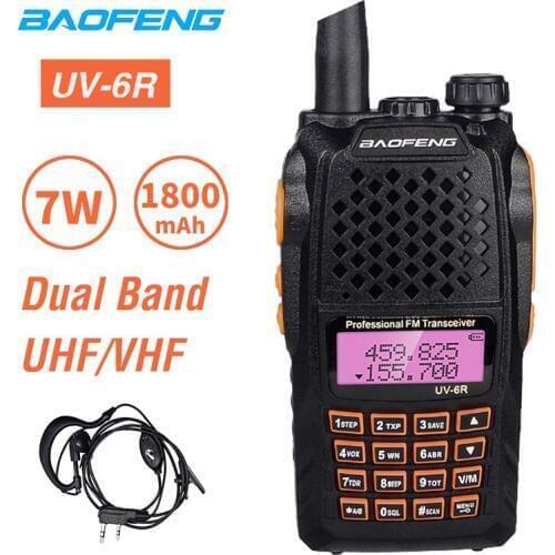 Baofeng UV-6R Walkie Talkie 7W Professional CB Radio Dual Band LCD Display Transceiver UV6R Wireless Portable Ham Two Way Radio