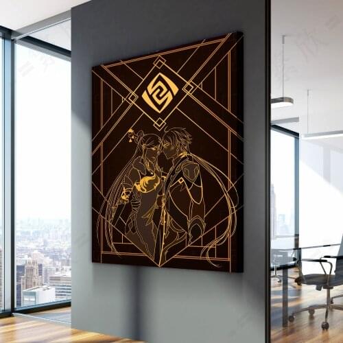 Genshin impact Game poster home decor hd painting zhongli ningguang wall painting bedroom anime Study Bedroom Bar Cafe Wall