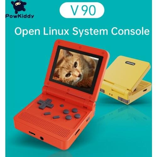 POWKIDDY V90 3-Inch IPS Screen Flip Handheld Console Dual Open System Game Console Retro 16 Simulators PS1 Kids Gift 3D New Game