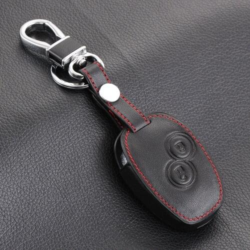 Remote 2 Buttons Leather Car Key Bag Holder Case Cover For Renault Clio Dacia Logan Sandero Megane Modus Espace Kangoo