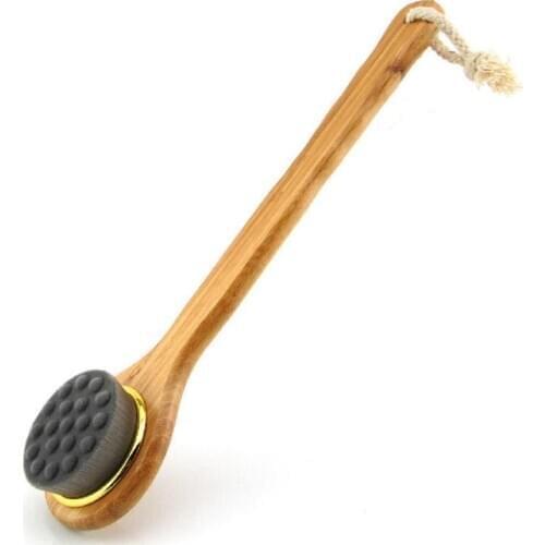 Nanofibers Massage Bath Brush Bamboo Long Handle Bath Brush Back Brush Super Soft Microfiber Shower Brushes SN3428