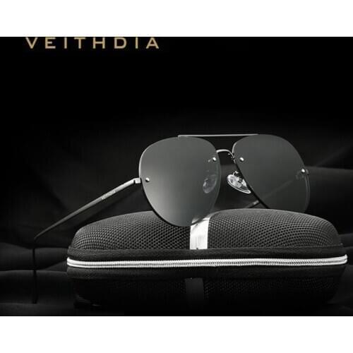 SUNGLASSES VEITHDIA Brand Rimless Fashion Men Sun Glasses Polarized Mirror Women Sunglasses Eyewear gafas oculos de sol 3811