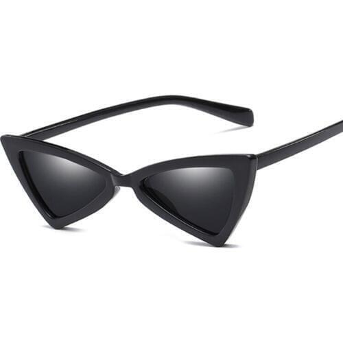 Vintage Black Cat Eye Sunglasses Women Fashion Design Sun Glasses For Women Personality Butterfly Triangle Small Frame Mirror