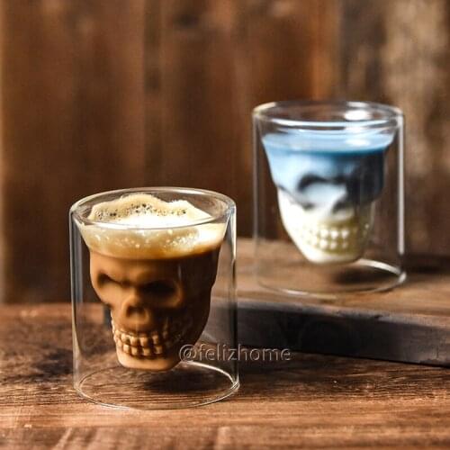 Unique Transparent Skull Shot Glass for Whiskey, Vodka Espresso Glasses Coffee Glass cups Capacity for Tea,Wine,Cocktail Vodka