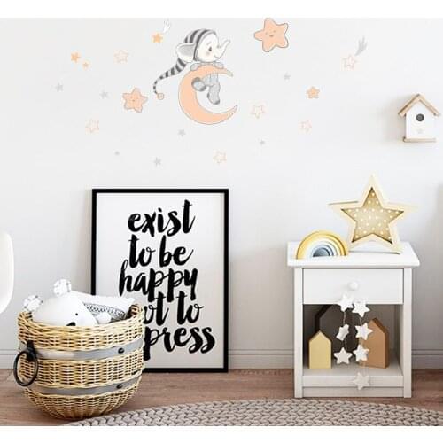 Vacclo Cartoon Animals Baby Elephant Star Wall Stickers Childrens Room Living Room Bedroom Wall Decoration Stickers Decals