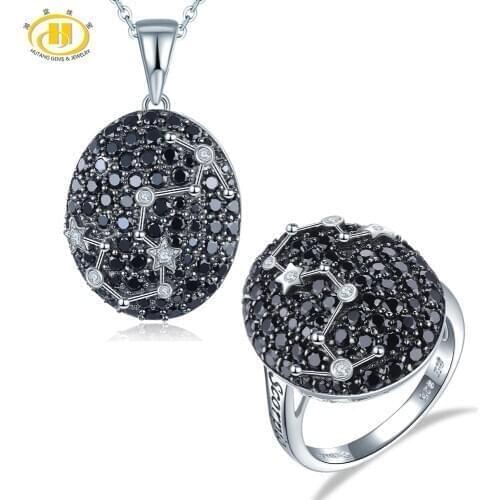 Natural Black Spinel Scorpio Jewelry Sets 925 Silver Fine Jewelry for Unisex Gift constellations Birthday Gifts Unique Special