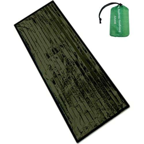 Green Life Bivy Emergency Sleeping Bag Keep Warm Waterproof Thermal Mylar First Aid Emergency Blanke Camping Survival Gear