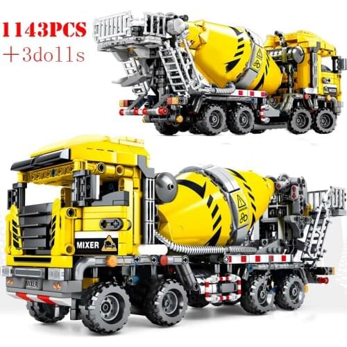 Concrete Mixer Dump Truck Building Blocks City Construction Engineering Car Bricks Educational Toys For Children Kids Gifts