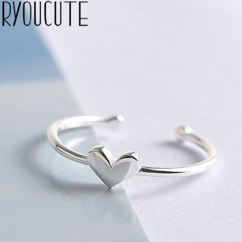 Bohemian Vintage Silver Color Heart Rings for Women Bijoux Fashion Adjustable Size Finger Rings Anillos Mujer