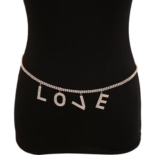 Waist Jewelry Waistchain Personality Geometric Chain Diamond Hollow Body Chain Female Simple LOVE Letter Diamond Waist Chain