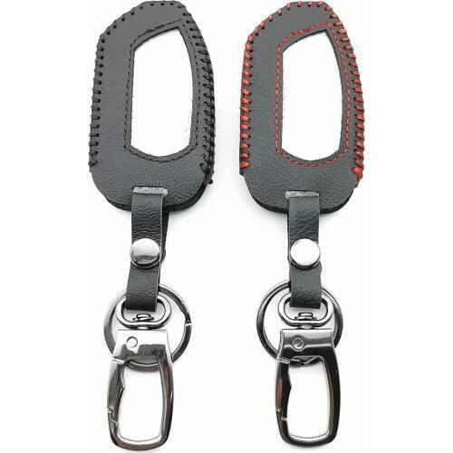 DXL4950 Real Leather Key Case Keychain Cover Bag for Pandora DXL 4950 DX-90BT DX-91 Two Way Russian Version Car Alarm LCD Remote