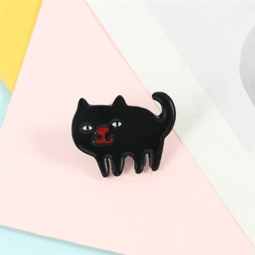 Black Cat Brooches Custom Kitten Badge Enamel Pin for Women Men Jeans Shirt Bag Jackets Lapel Pins Cute Animal Jewelry Kids Gift
