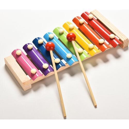 Babies Wooden Toy Musical Instrument 8 Notes MusicToys For Kids with Drum Sticks 23.5cmx12cm Wisdom Juguetes