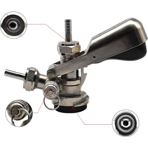 TWELVETAP Free Shipping D-Type Keg Coupler Dispenser Beer Tap for Keg with Safety Pressure Relief Valve Two kinds joints Style