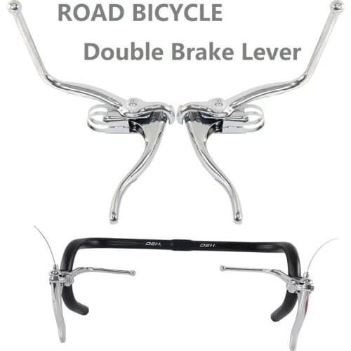 1 Pair Road Bicycle Double Brake Lever 22.2mm Racing Brake Lever Road Handlebar/Bent Bar Bike Parts Cycling Black/Silver DC165