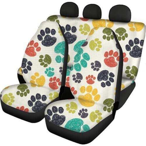 HUGSIDEA Colorful Dog Paw Print Universal Auto Seat Cover Fit Most Car Suv Vans Truck Flexible Easy to Install Car Accessories