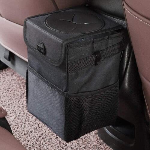 Car Trash Garbage Can Bag - 12L Large Capacity Car Trash Can Bin with Lid and Storage Pockets