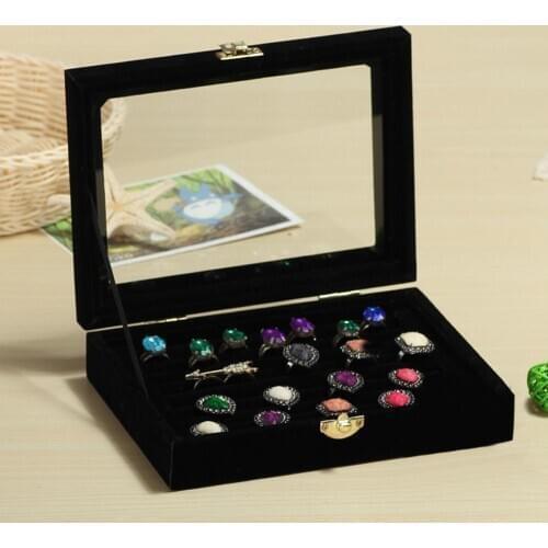 1pc Velvet Wooden Ring Jewelry Earring Storage Box Display Organizer Tray Holder Jewelry Display Organizer Storage Boxes