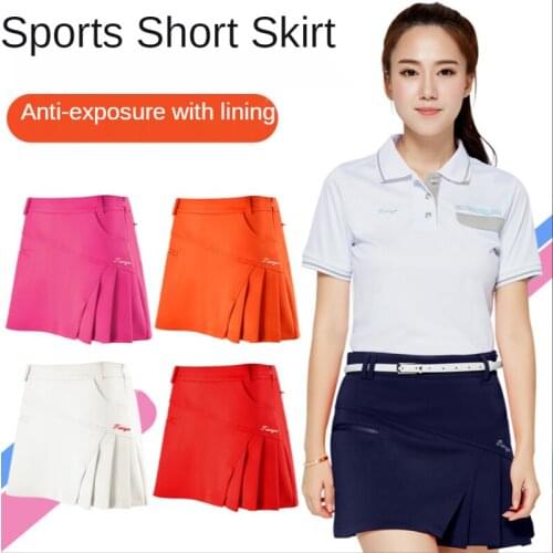 Summer Autumn Golf Skirts Ladies Skirts Anti-glare Tennis Badminton Sports Culottes Half Skirts Sweat-absorbent and Breathable