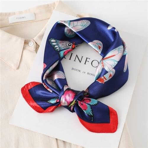 Summer Silk Scarf Square Lady Hair Neck Foulard Shawl Wraps Women Bandana Print Designer Bag Scarves Head Hijab Kerchief 2021