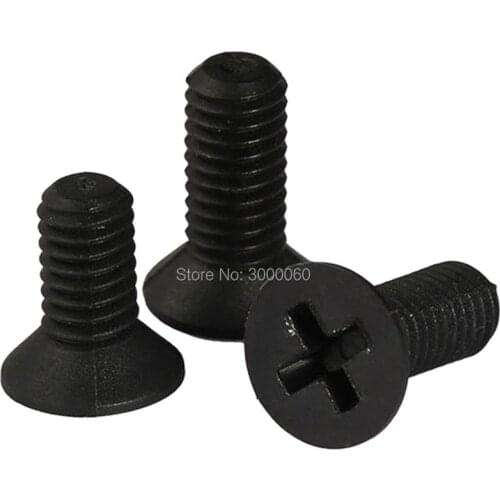 M2.5 M3 M4 Black Nylon Phillips Cross Recessed Flat Countersunk Head Plastic Screw 1000pcs/lot