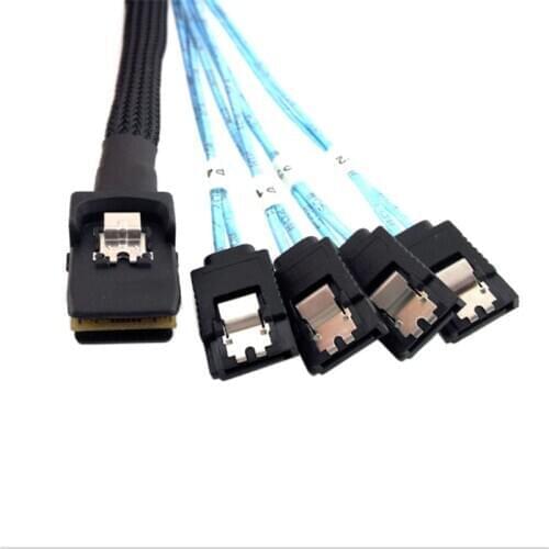 Mini SAS 4i 36P SFF 8087 to 4 SATA 7P The reverse With Latch Cable 50cm/100cm