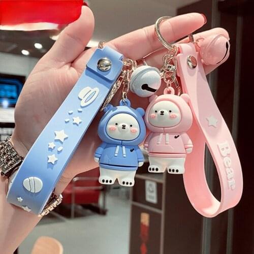 Fashion All-match Creative Sweater Chubby Bear Keychain Cartoon Cute Bell Bracelet Doll Accessories Couple Holiday Gift Pendant