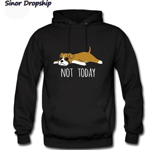 Hip Hop Mens Not Today Boxer Dog Hoodies Men Sweatshirt Mens Sweatshirts Male Sporting Tracksuits Pullover White Hoodie