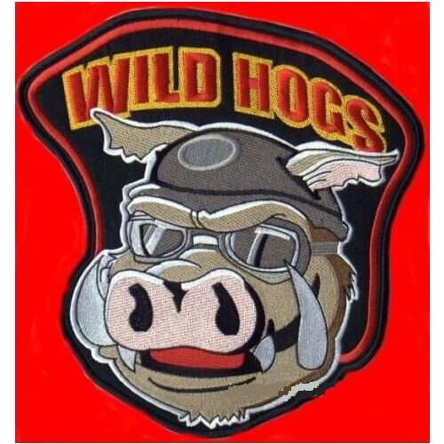 12" XL Large WILD HOGS Embroidered Motorcycle MC Men biker patches for jacket iron sticker for clothing free embroidery applique