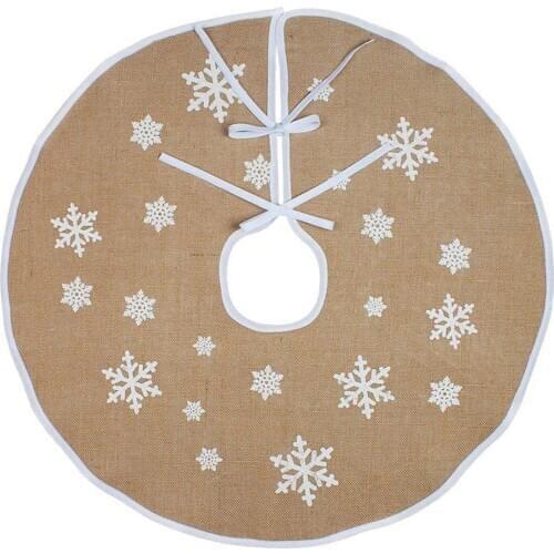 Newest Arrival Christmas Tree Skirt Classic Style Burlap Burlap Snowflake Print Xmas Tree Mat Decoration New Year Party Supply