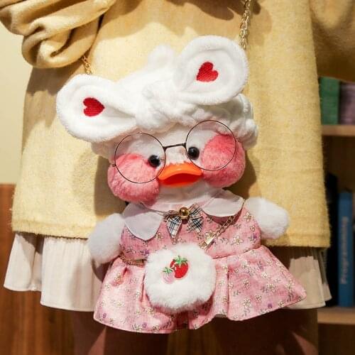 30cm Duck Plush Bag Female Cute Hyaluronic Acid Wear Glasses Duck Toys Cartoon Doll Messenger Bag Gift for Girls