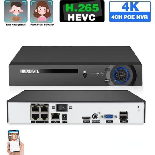 H.265 NVR 4CH CCTV Network Video Recorder 4K ONVIF Video Surveillance Recorder 5MP POE NVR Security System XMEYE 8MP 4 Channels