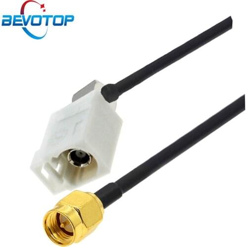SMA Male to Fakra B Female Right Angle Jack RG174 Pigtail Cable Extension Cord White Fakra Connector RF Adapter Pigtail Jumper