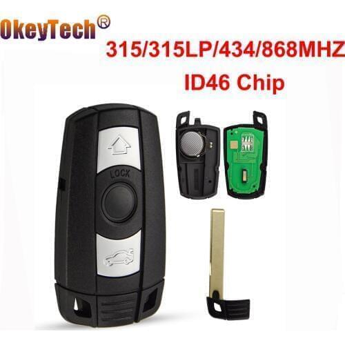 OKeyTech 3 Button 315/315lp/434/868MHZ ID46 Chip Smart Key For BMW 1 3 5 6 Series E91 E92 E60 E90 Replacement Key Remote Car Key