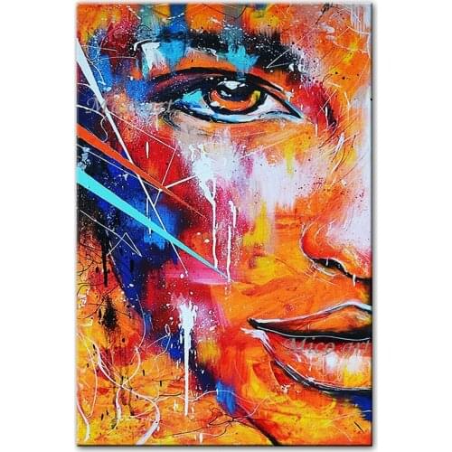 Modern New Arrival Woman Face Picture Oil Painting Portrait Art 100% Hand Painted Canvas Wall Figure Paintings Artwork For Decor