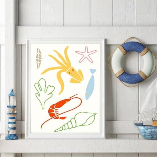 Modern marine organism Home Decor Wall Art Print Home Boys Room Home Decor